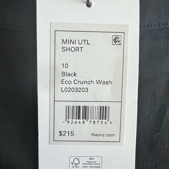 NWT Theory Shorts Black Eco Crunch Wash - Size 10 - Picture 6 of 8